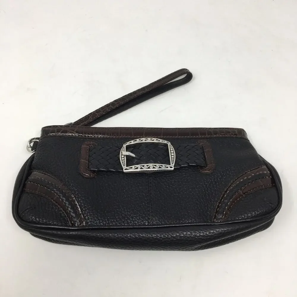 Brighton NWT Black & Brown Mission Wristlet Pouch